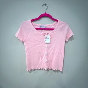 Pink Crop Top with bow details